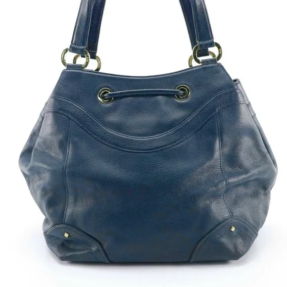 MCM BLUE LEATHER DRAWSTRING TOTE BAG WITH TASSEL & STUD DECORATIONS Totes